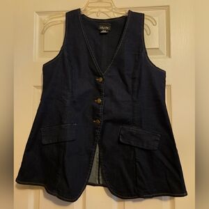 City Chic Dark Blue Denim Vest with Gold Buttons